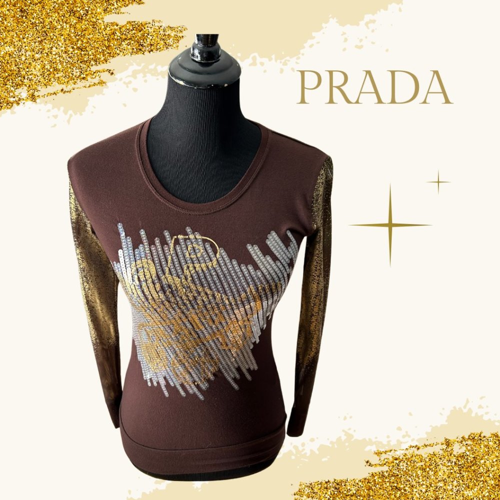 MADE IN ITALY PRADA Brown and Gold Top